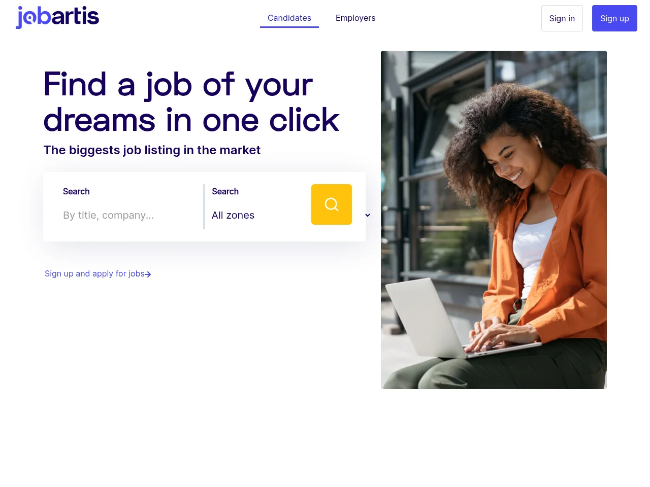 Jobartis screenshot Jobartis job board platform screenshot showing job search interface