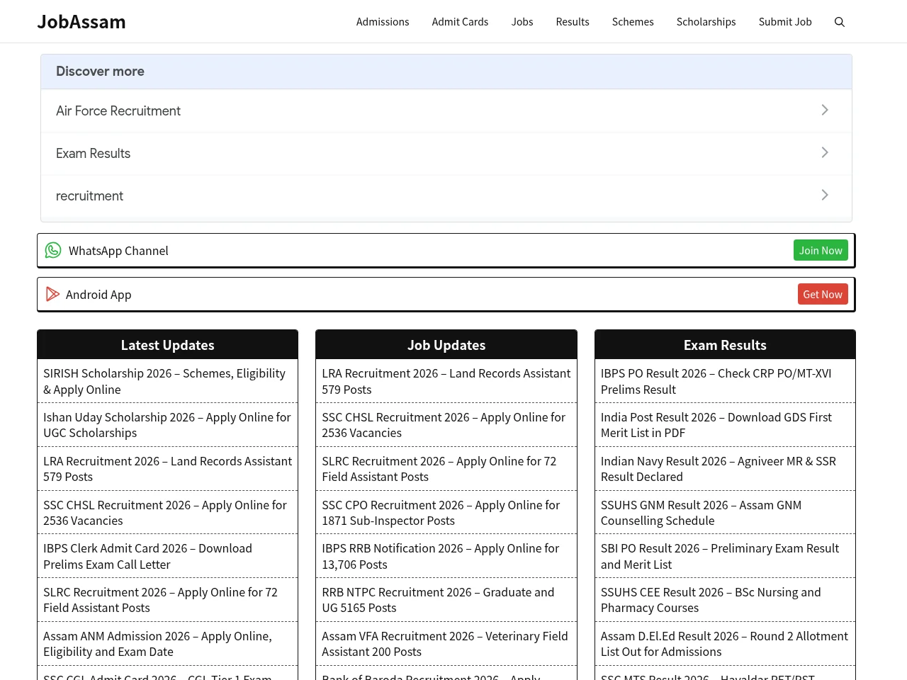 JobAssam.in screenshot JobAssam.in job board platform screenshot showing job search interface