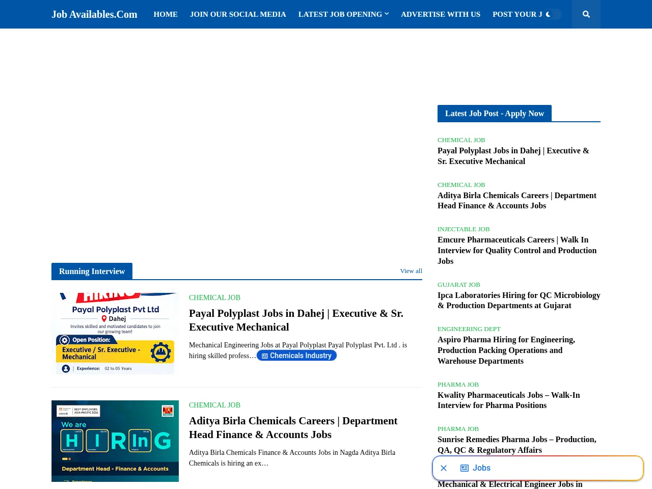 JobAvailables.com screenshot JobAvailables.com job board platform screenshot showing job search interface