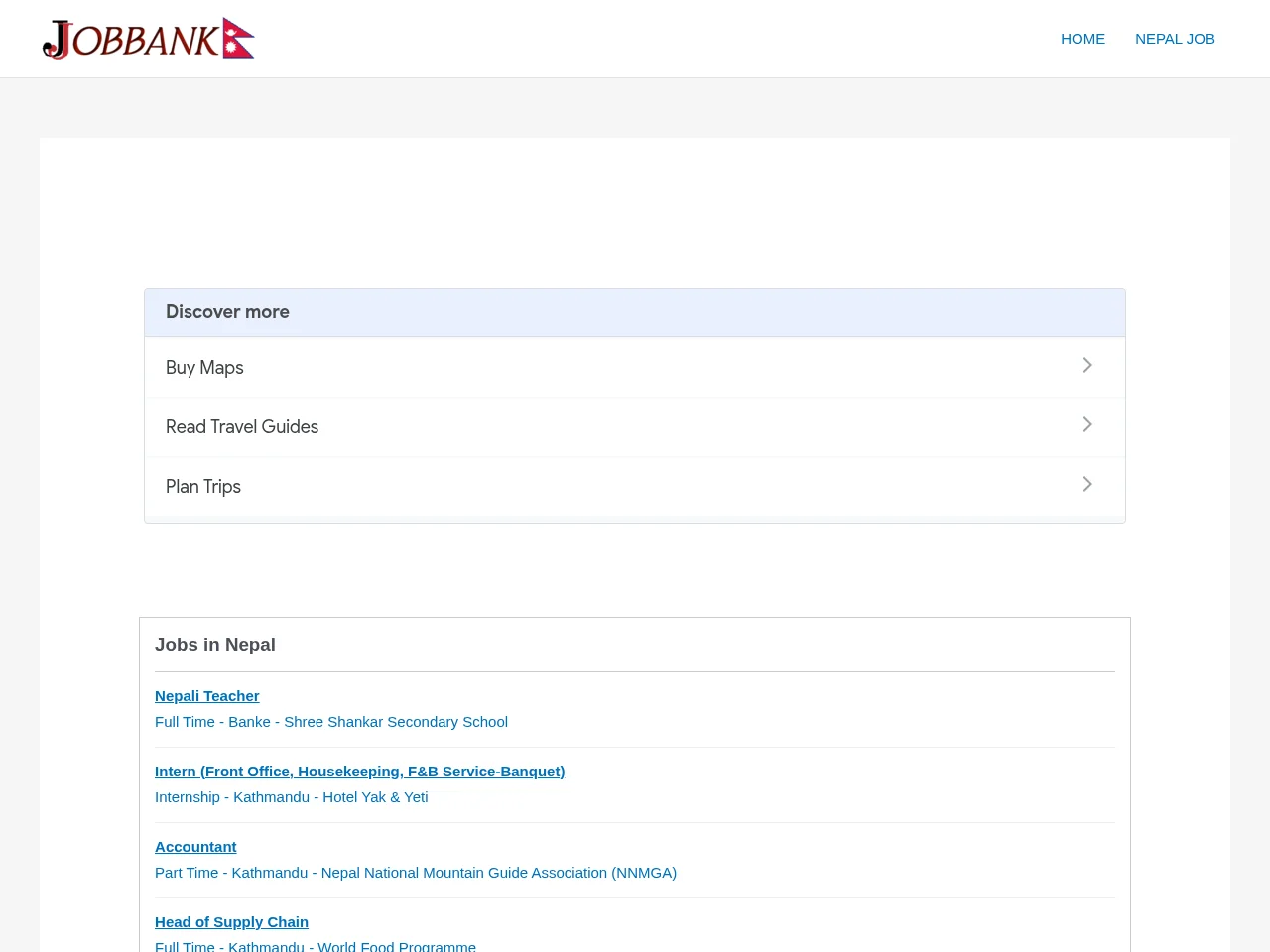 Job Bank Nepal website screenshot
