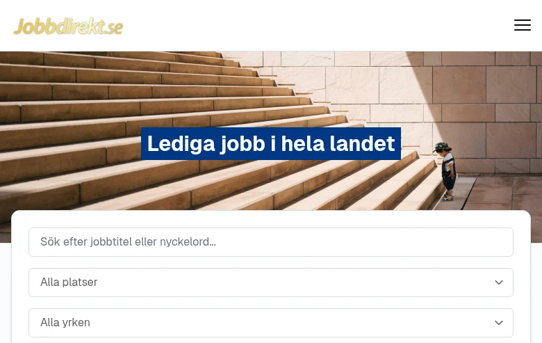 Jobbdirekt job board platform screenshot showing job search interface