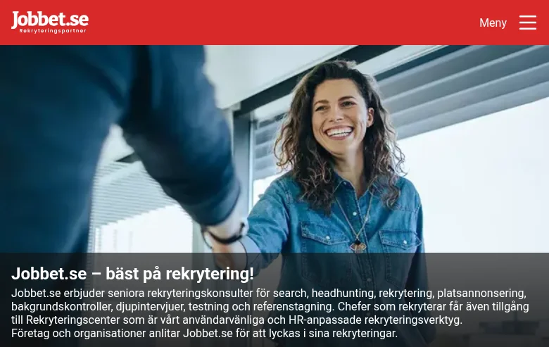 Jobbet.se job board platform screenshot showing job search interface