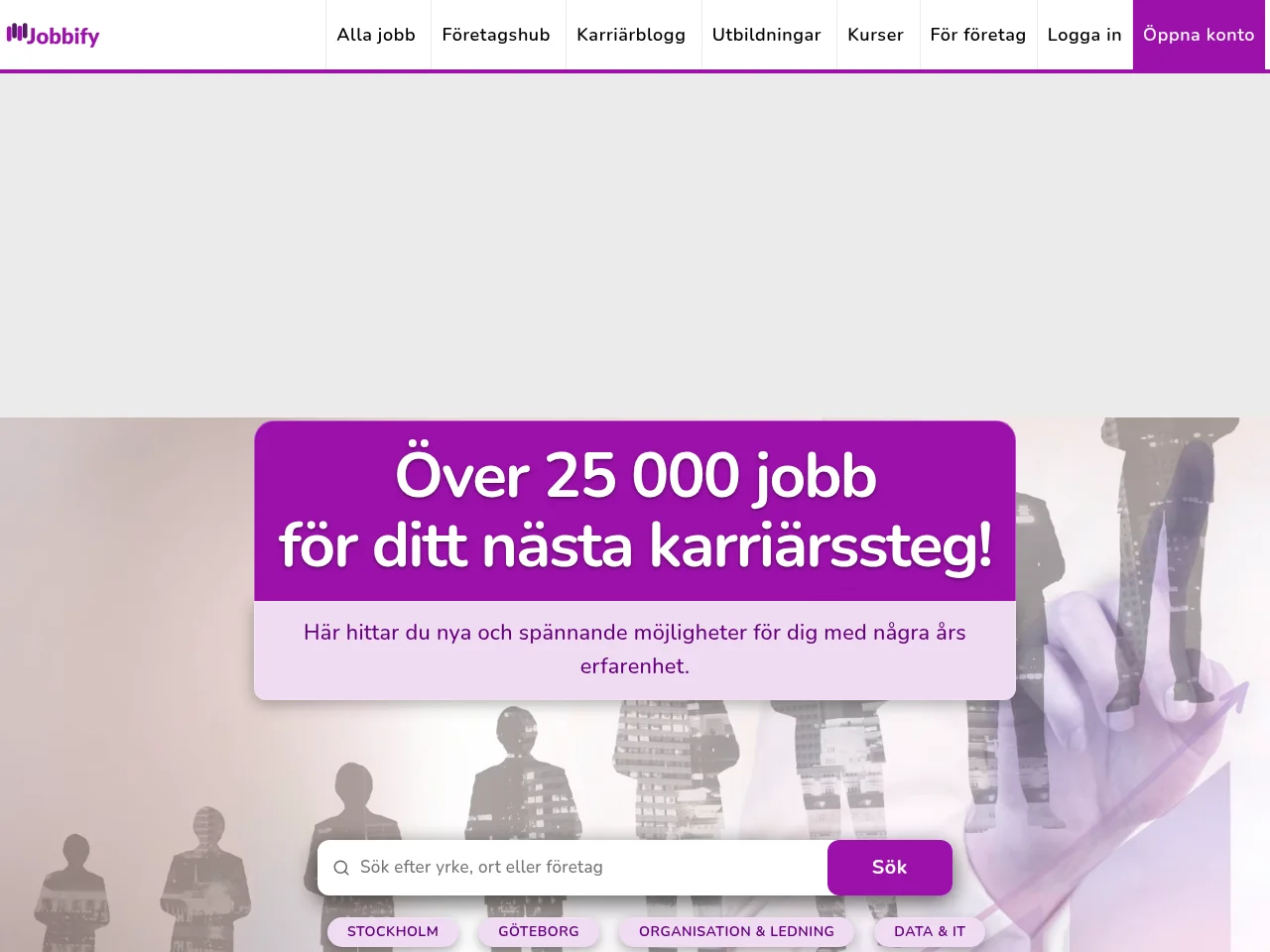 Jobbify job board platform screenshot showing job search interface