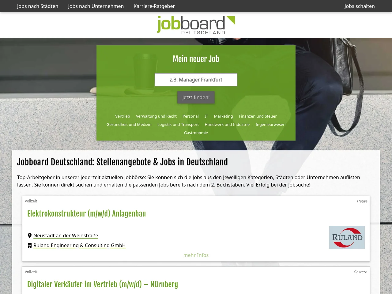 Jobboard Deutschland job board platform screenshot showing job search interface