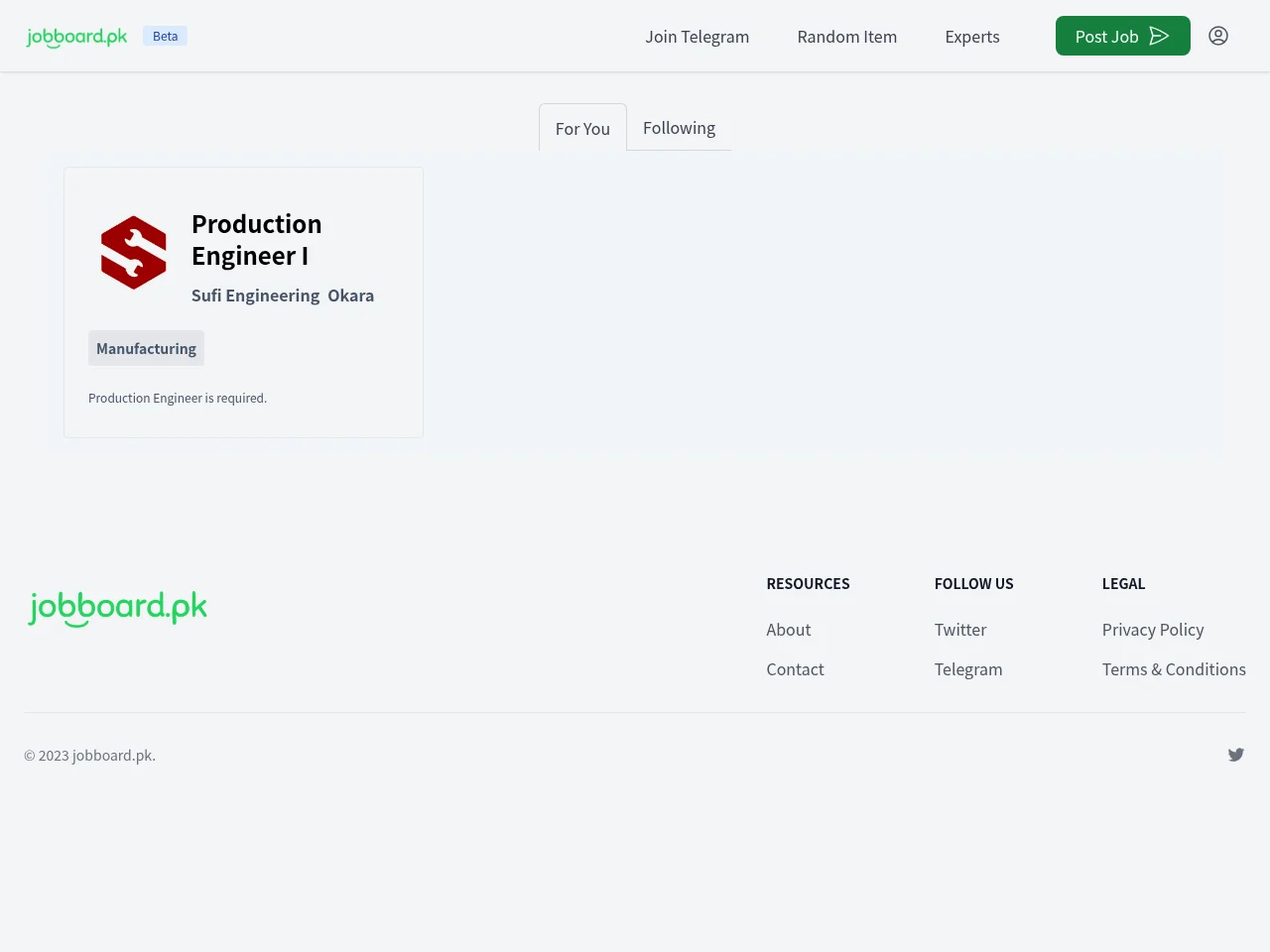 Job Board of Pakistan screenshot Job Board of Pakistan job board platform screenshot showing job search interface