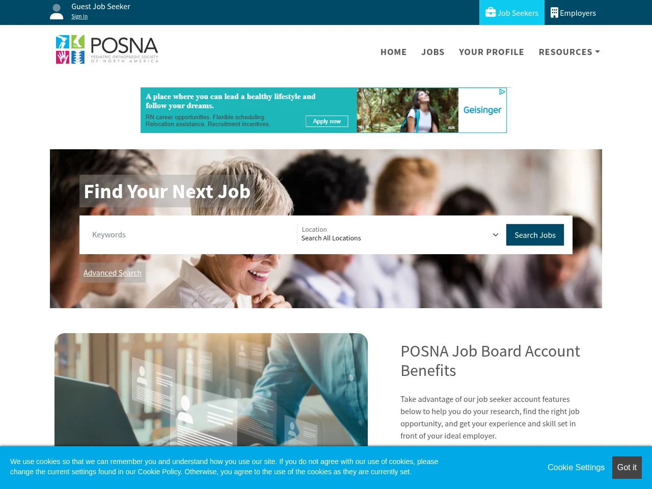 POSNA Job Board screenshot POSNA Job Board job board platform screenshot showing job search interface