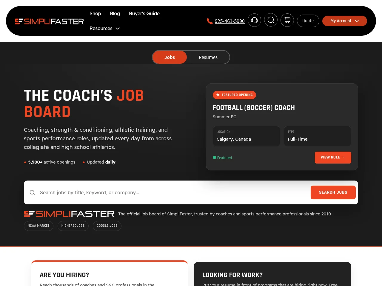 SimpliFaster Job Board job board platform screenshot showing job search interface