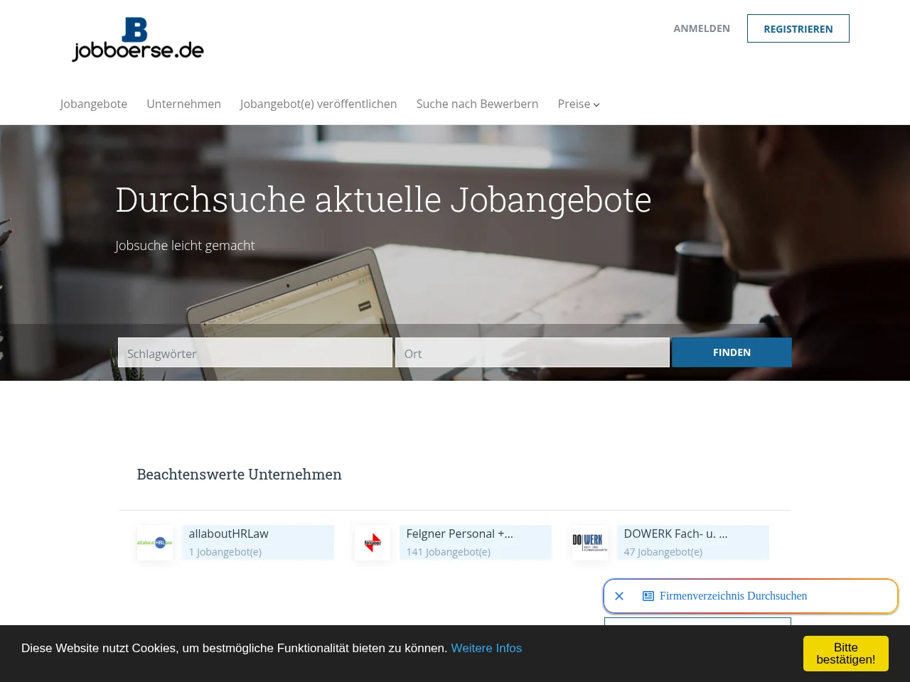 Jobboerse.de screenshot Jobboerse.de job board platform screenshot showing job search interface
