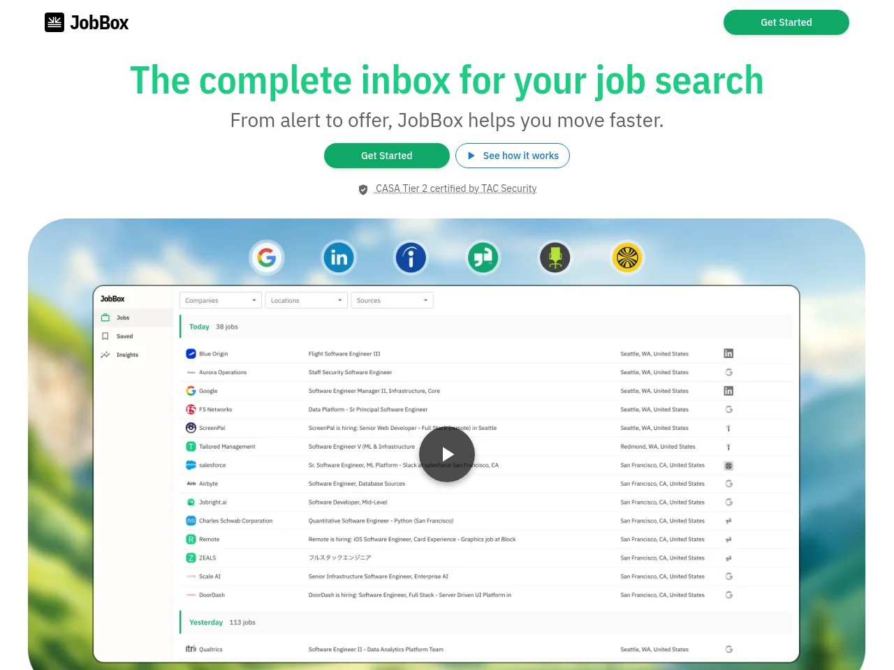 JobBox screenshot JobBox job board platform screenshot showing job search interface