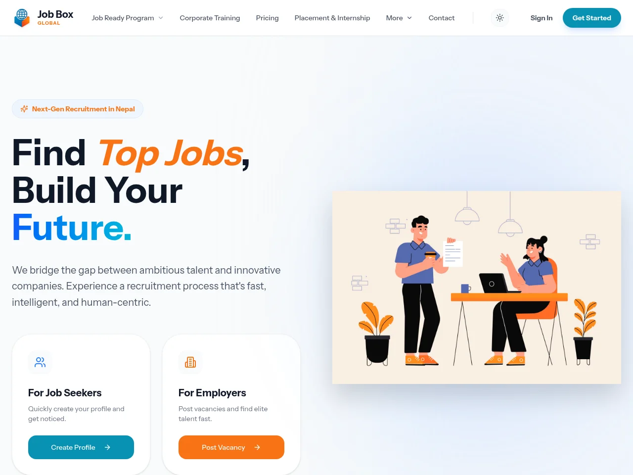 JobBoxGlobal job board platform screenshot showing job search interface