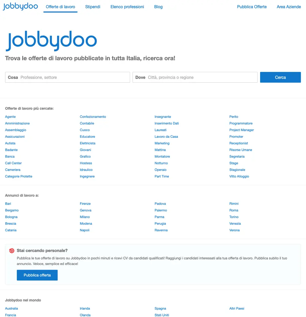 Jobbydoo job board platform screenshot showing job search interface