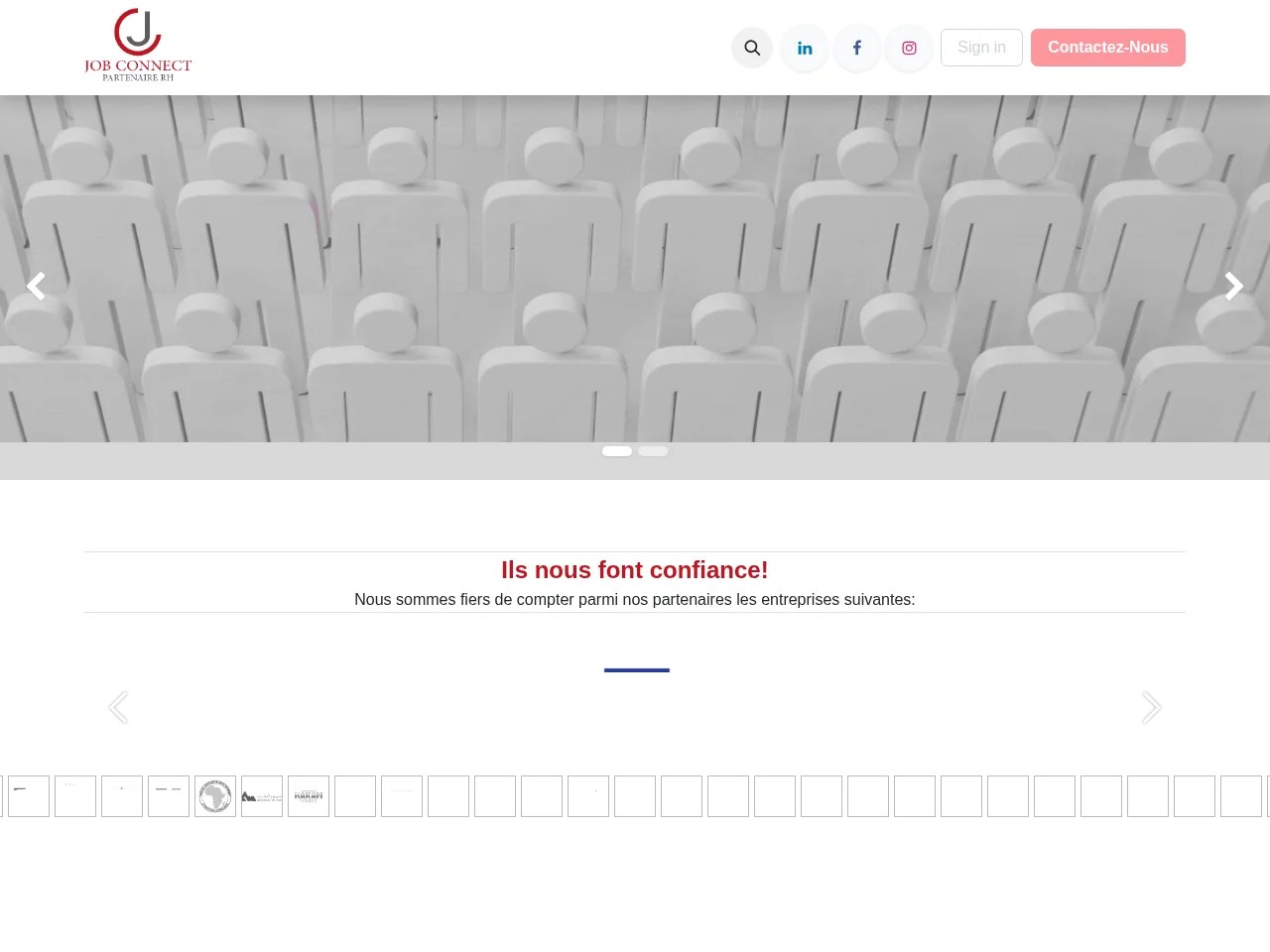 Job Connect Maroc job board platform screenshot showing job search interface