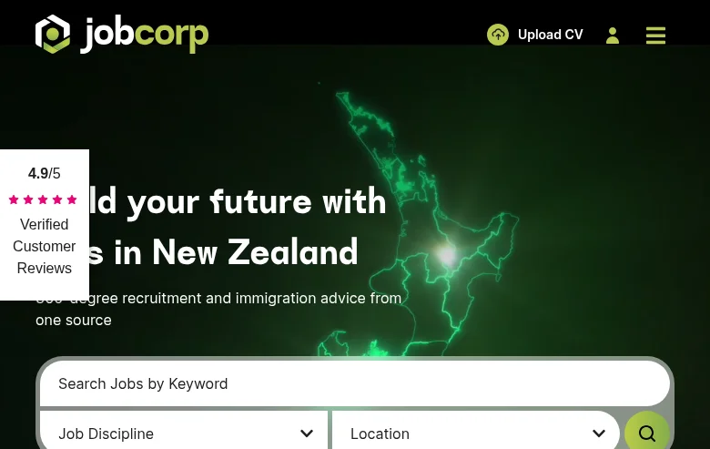 Jobcorp job board platform screenshot showing job search interface