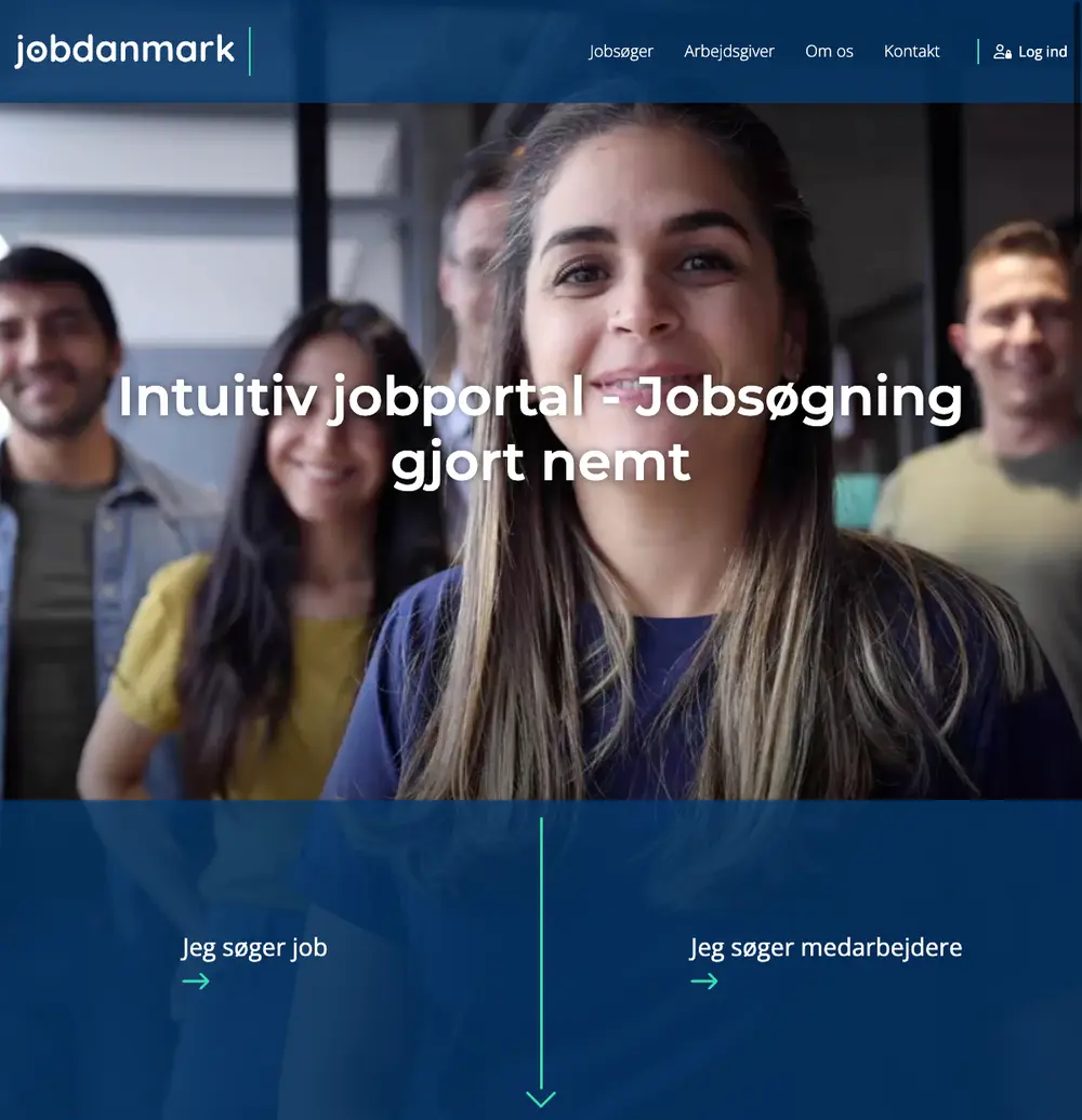 JobDanmark job board platform screenshot showing job search interface