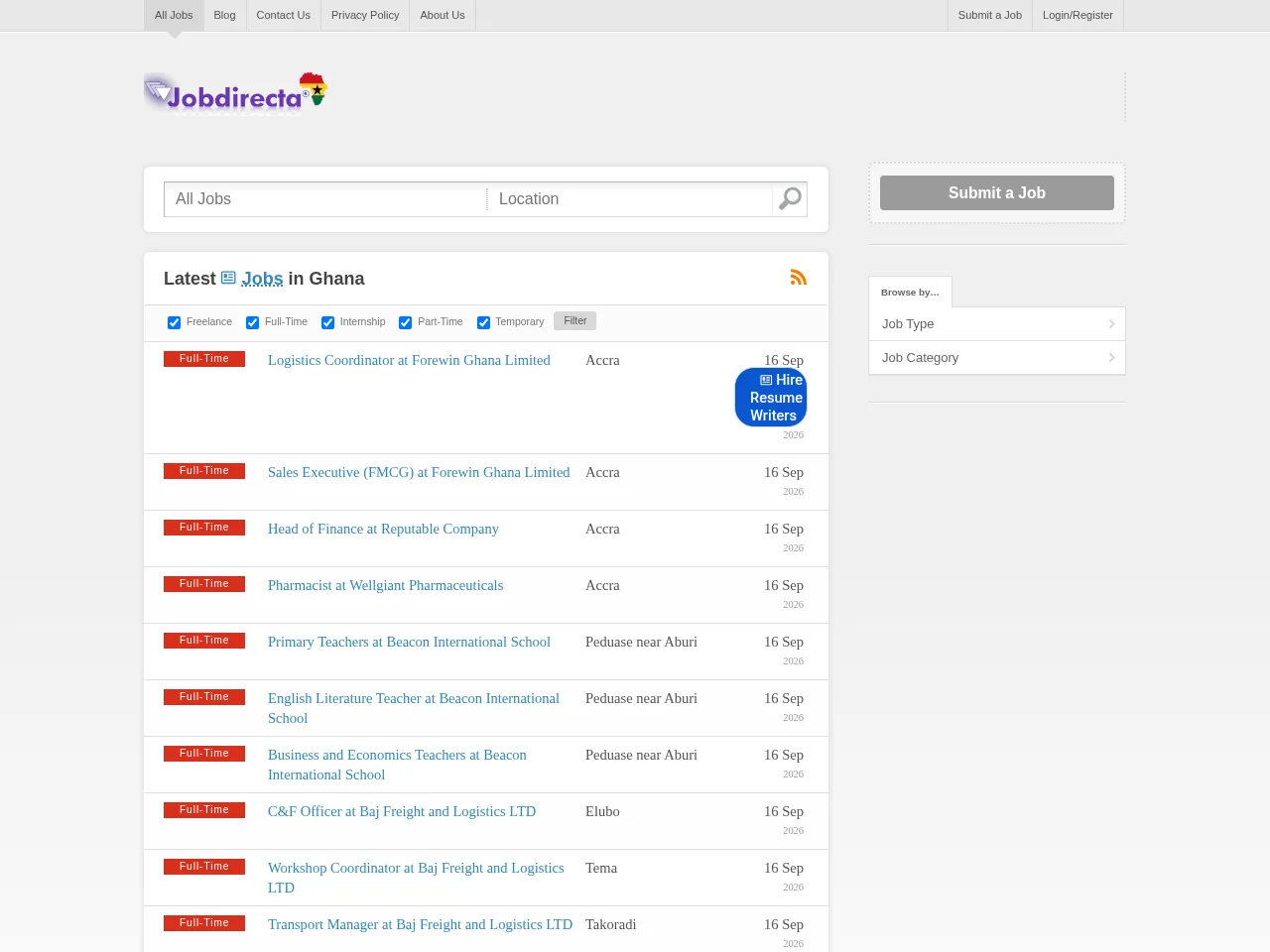 Jobdirecta job board platform screenshot showing job search interface