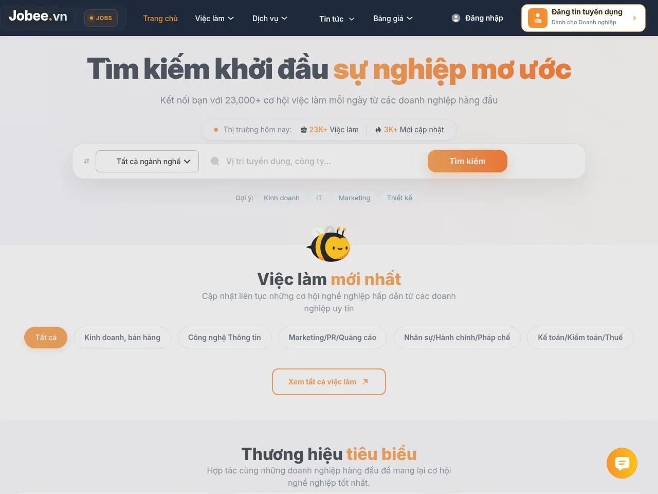 Jobee job board platform screenshot showing job search interface
