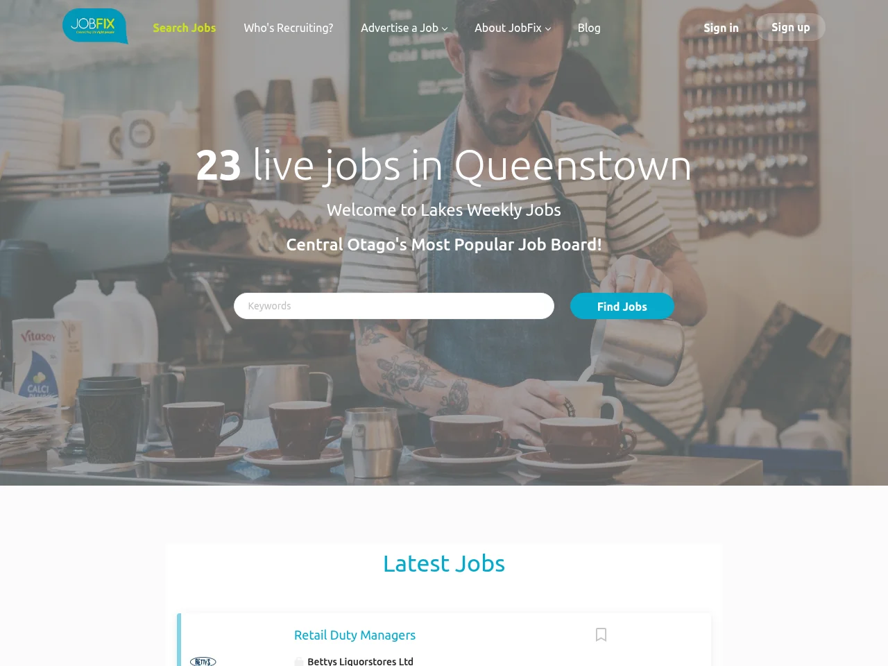 Jobfix job board platform screenshot showing job search interface