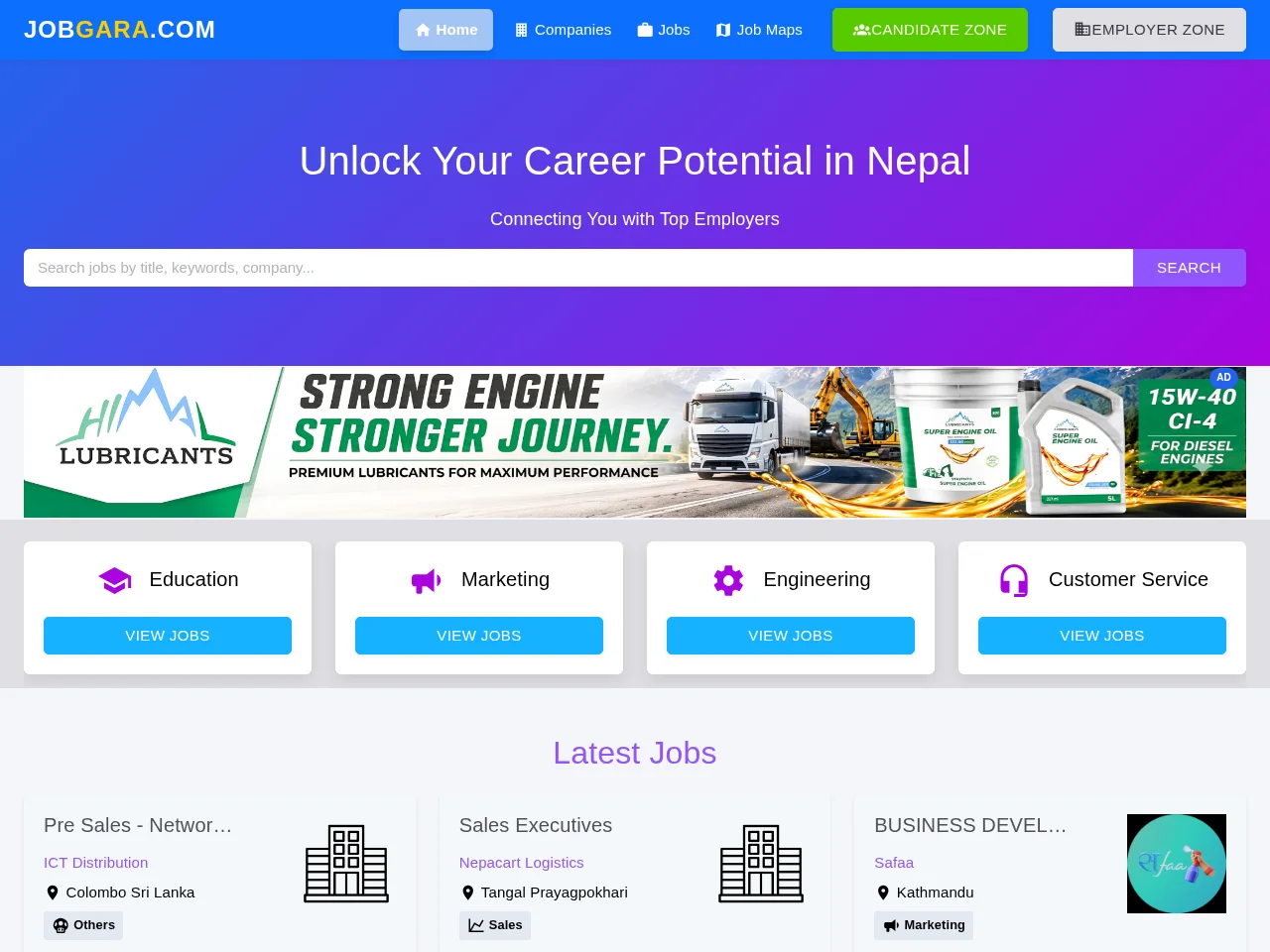 JobGara.com screenshot JobGara.com job board platform screenshot showing job search interface