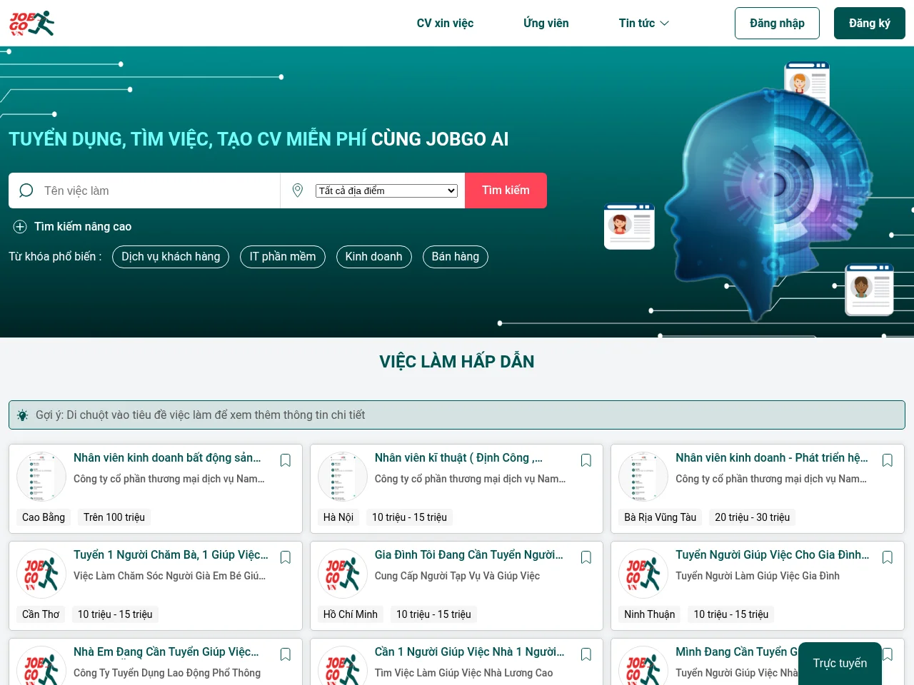 Jobgovn.com job board platform screenshot showing job search interface