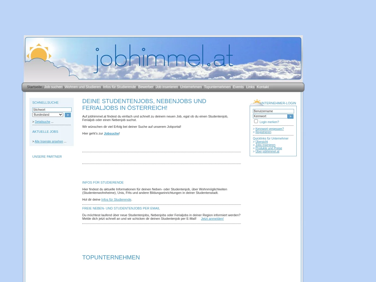 jobhimmel.at screenshot jobhimmel.at job board platform screenshot showing job search interface