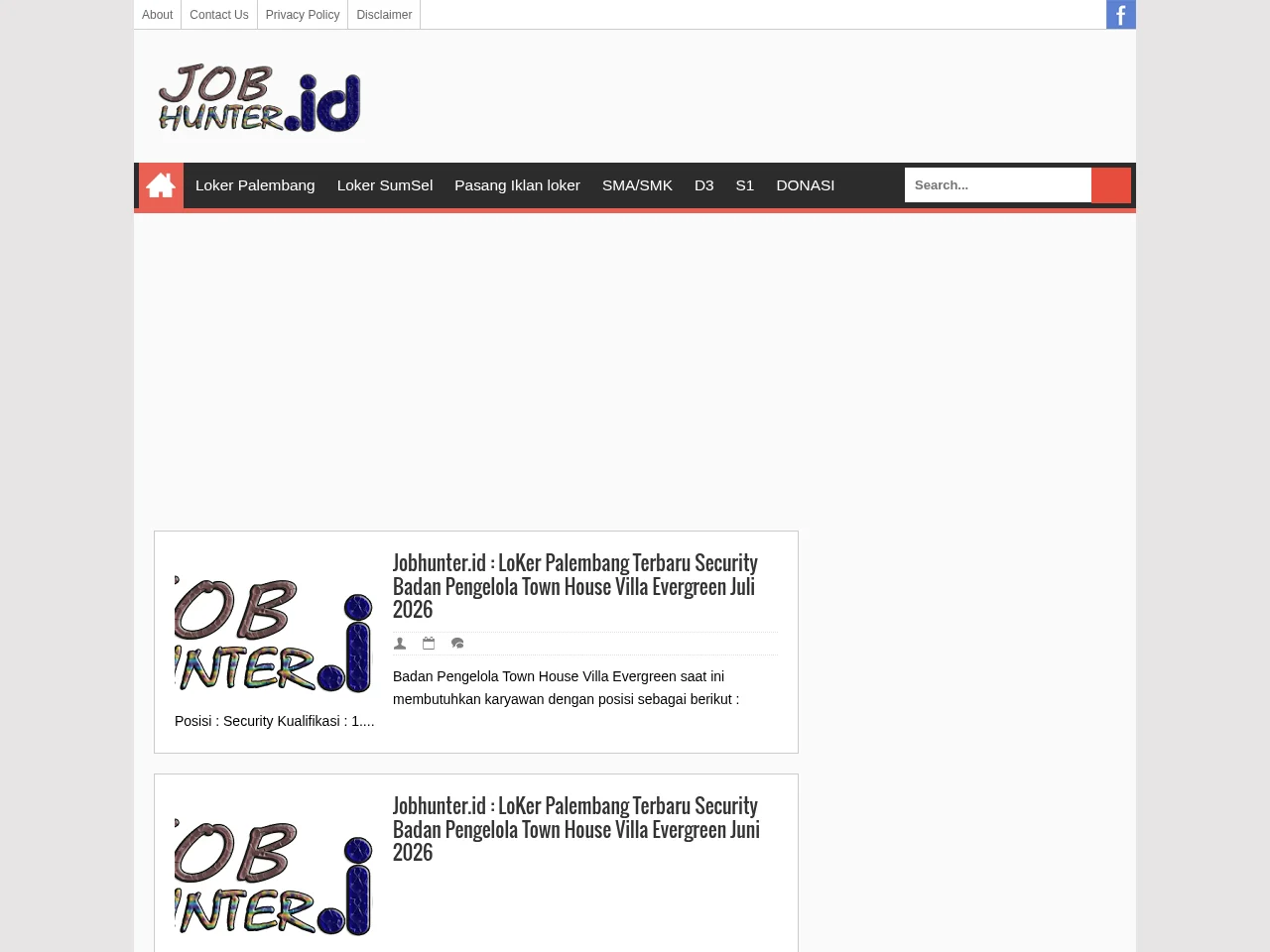 Jobhunter.id job board platform screenshot showing job search interface
