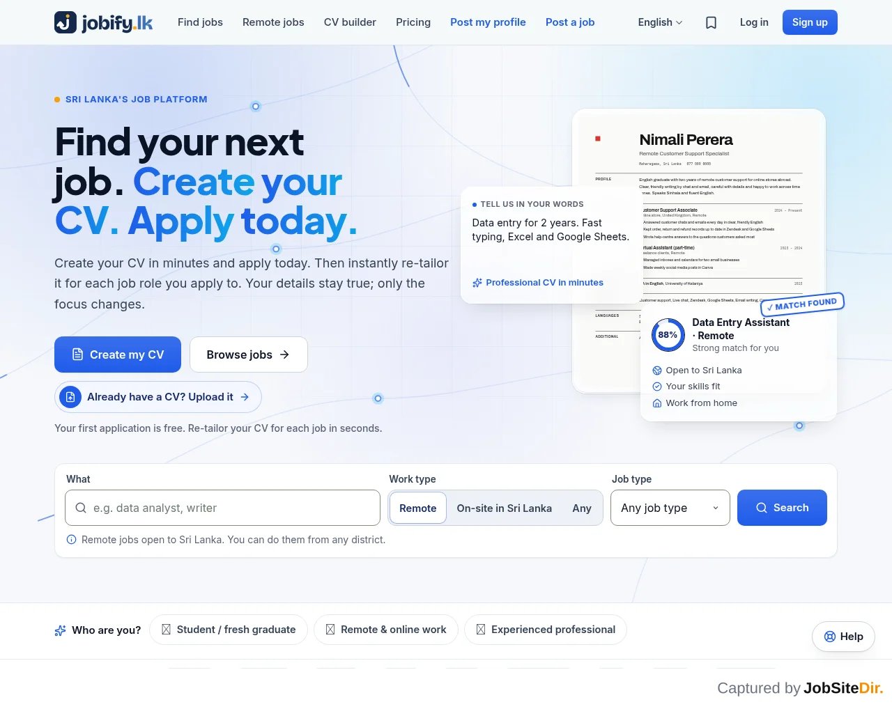 Jobify screenshot Jobify website screenshot