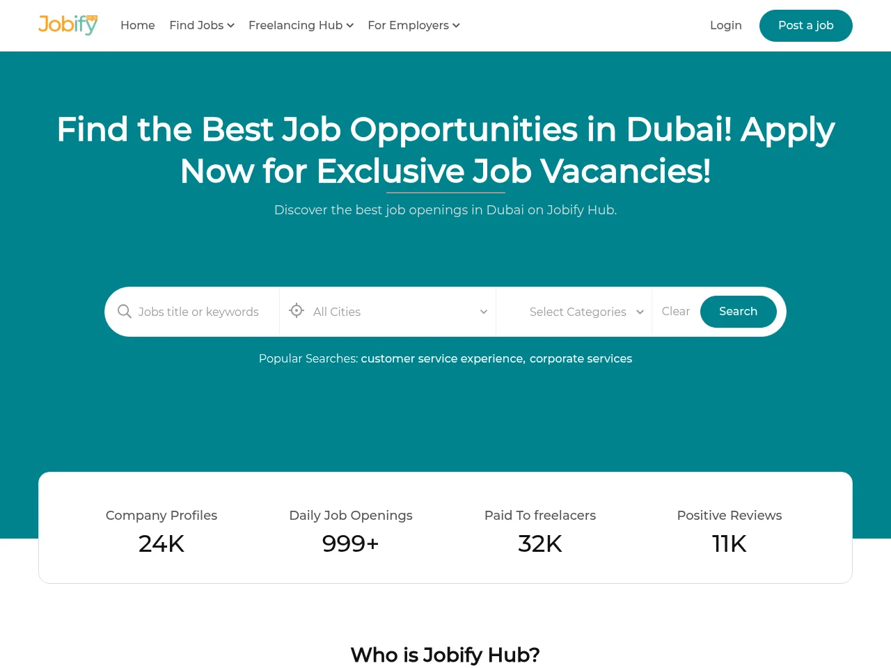 Jobify Hub screenshot Jobify Hub job board platform screenshot showing job search interface