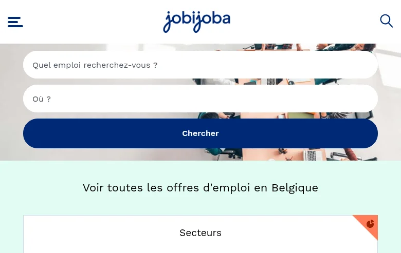 Jobijoba Belgique job board platform screenshot showing job search interface