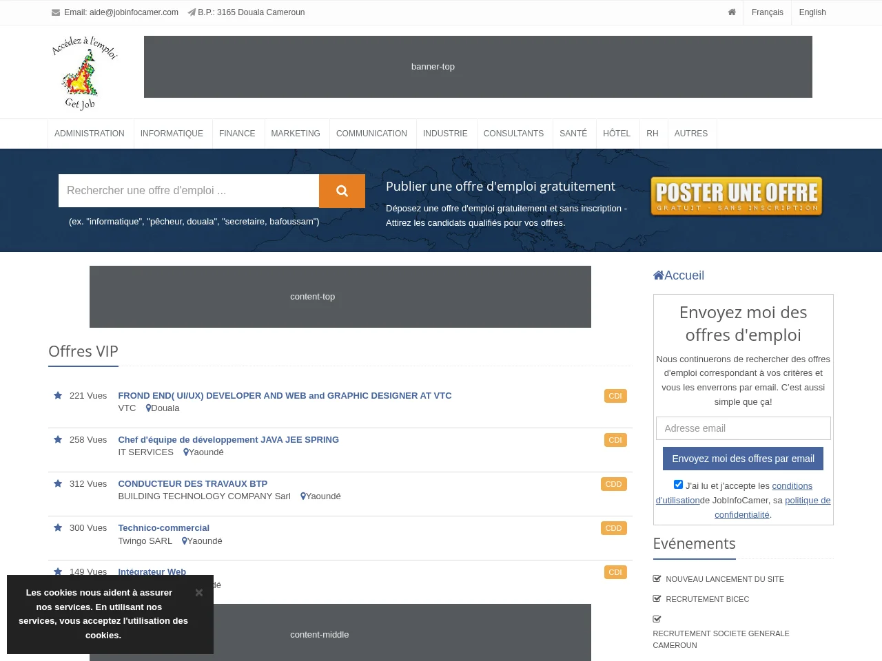 JobInfoCamer screenshot JobInfoCamer job board platform screenshot showing job search interface