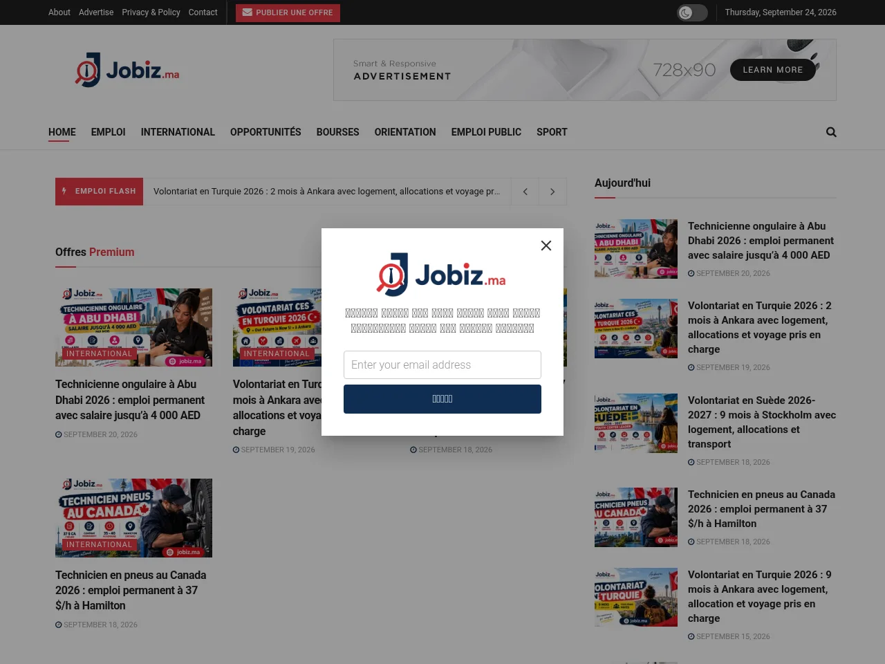 Jobiz job board platform screenshot showing job search interface