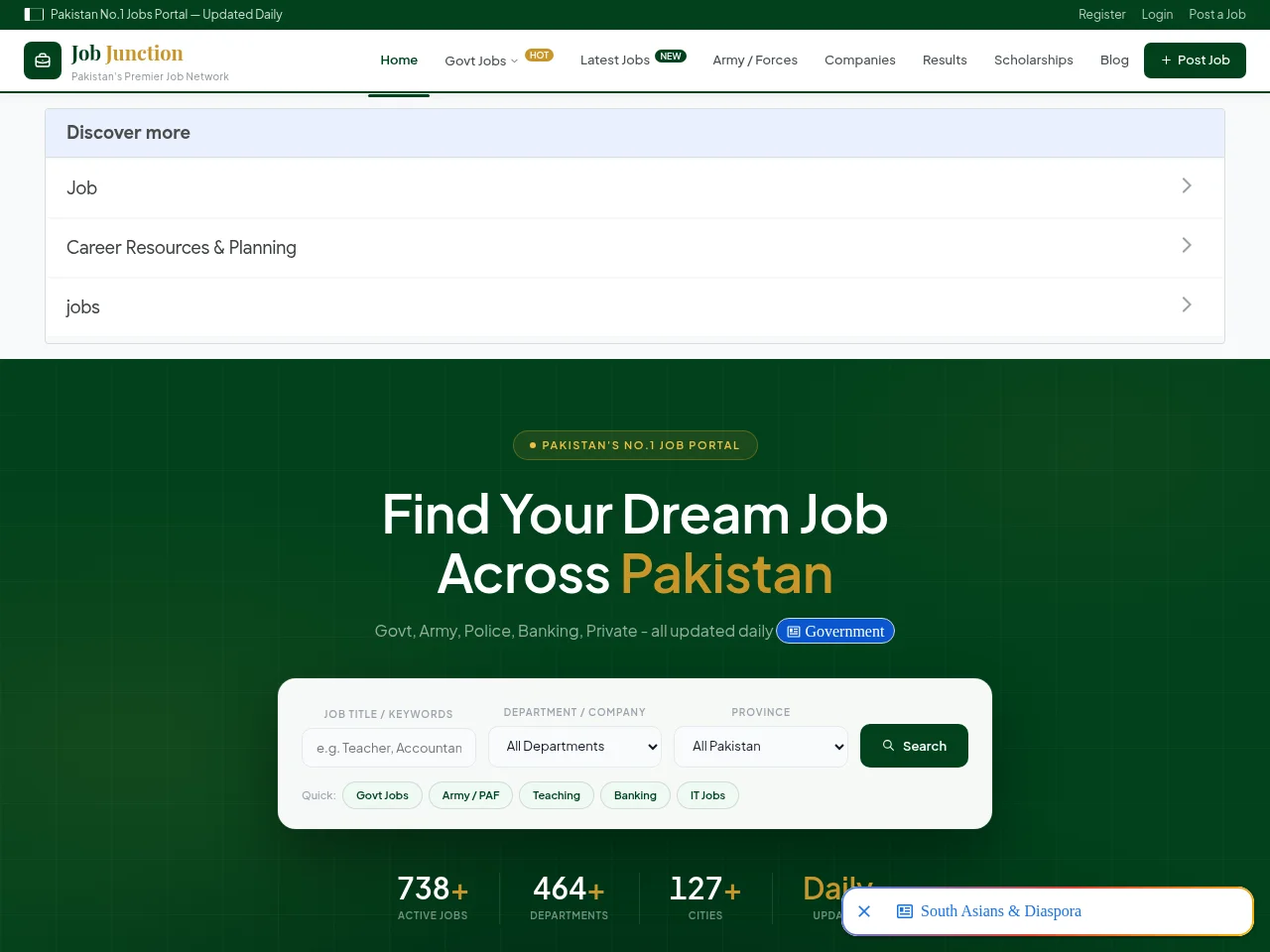 JobJunction.pk screenshot JobJunction.pk job board platform screenshot showing job search interface