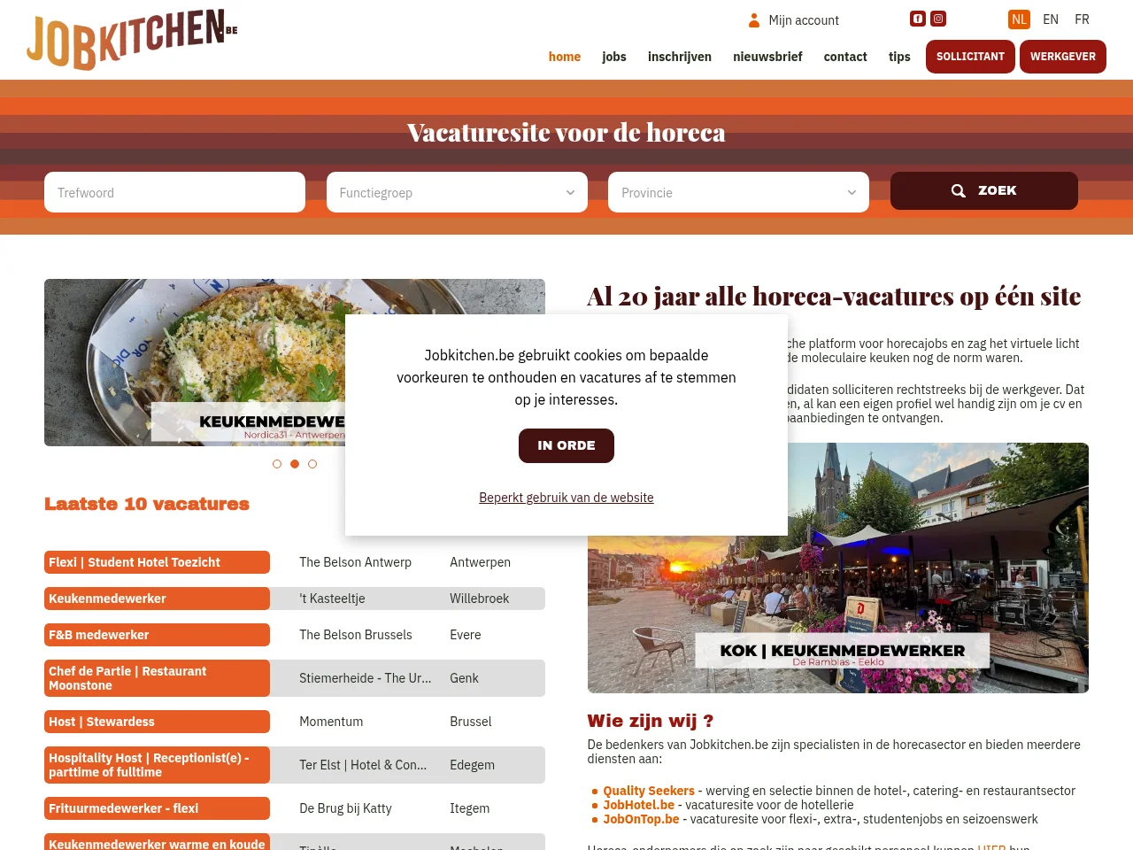 Jobkitchen job board platform screenshot showing job search interface