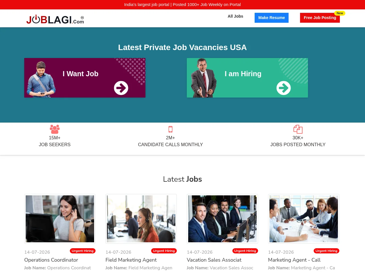 Joblagii.com screenshot Joblagii.com job board platform screenshot showing job search interface