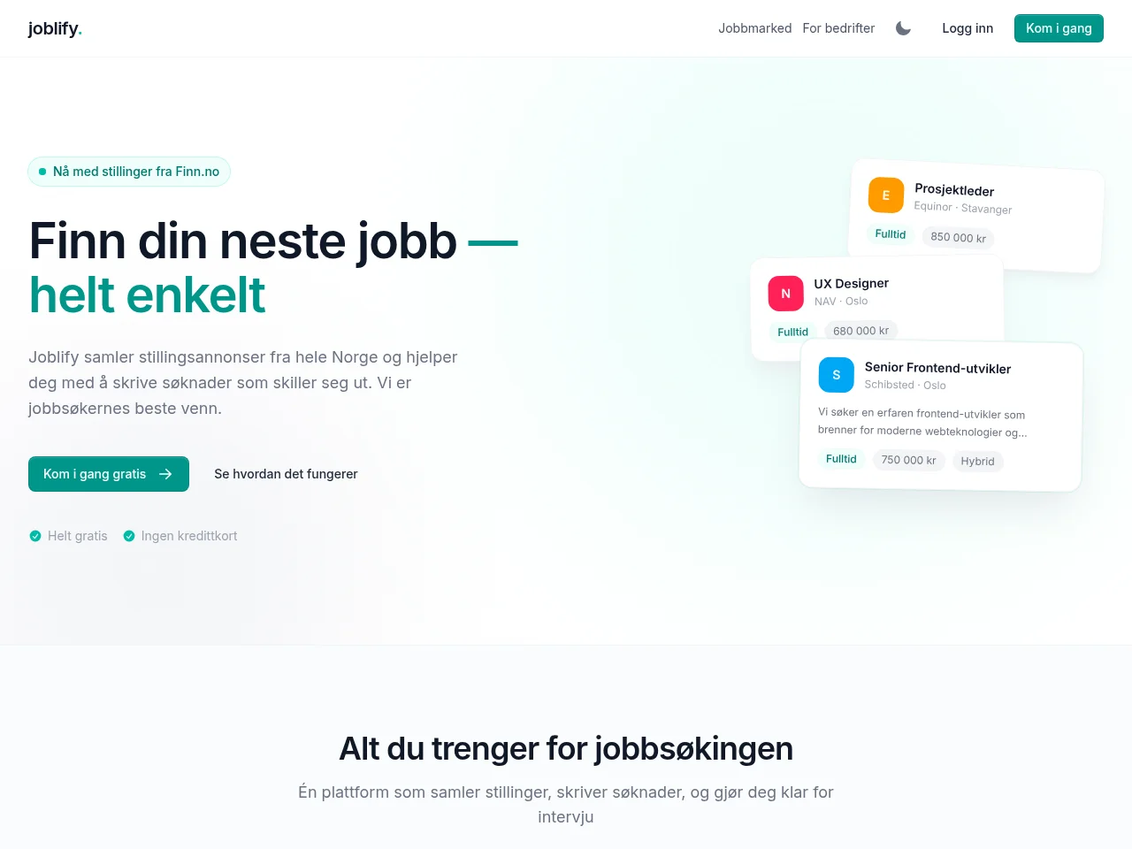 Joblify job board platform screenshot showing job search interface