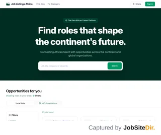 Job Listings Africa platform preview Job Listings Africa platform preview