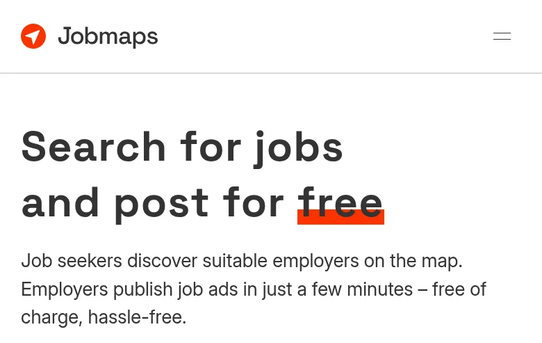 Jobmaps screenshot Jobmaps job board platform screenshot showing job search interface