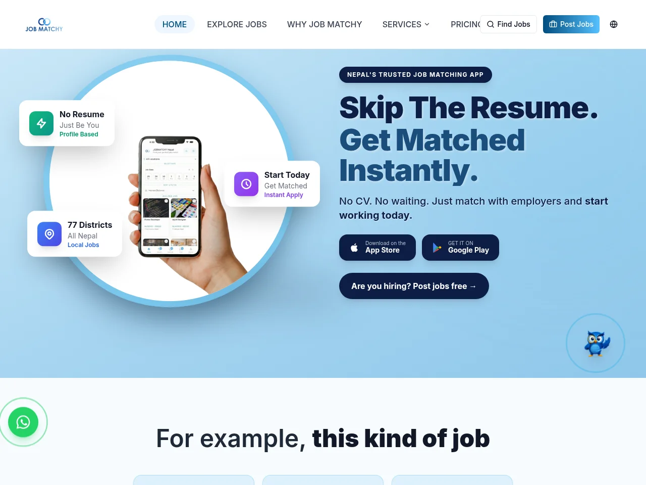 JOB MATCHY Nepal screenshot JOB MATCHY Nepal job board platform screenshot showing job search interface