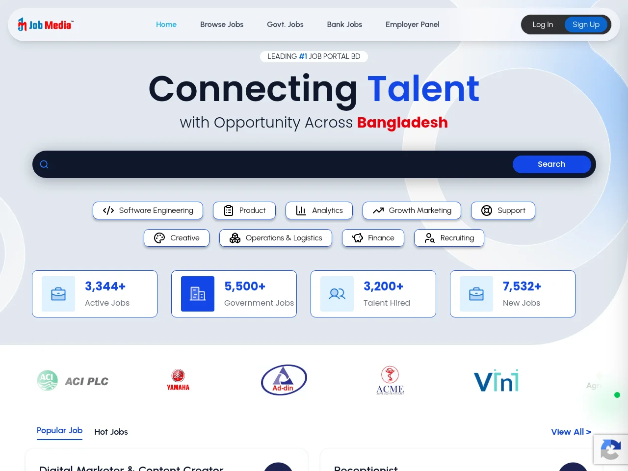 Job Media screenshot Job Media job board platform screenshot showing job search interface