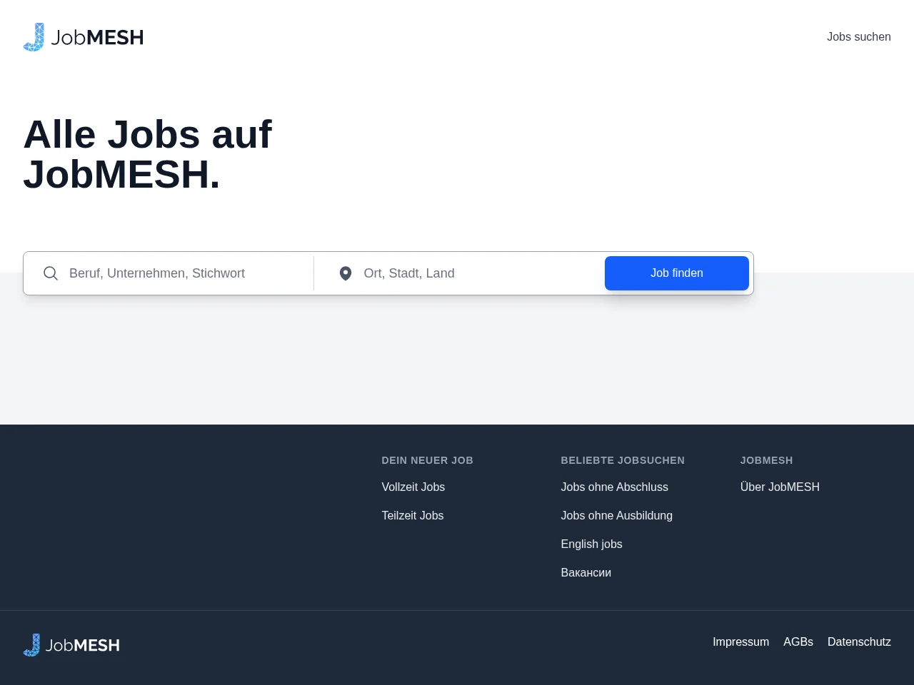 JobMESH screenshot JobMESH job board platform screenshot showing job search interface