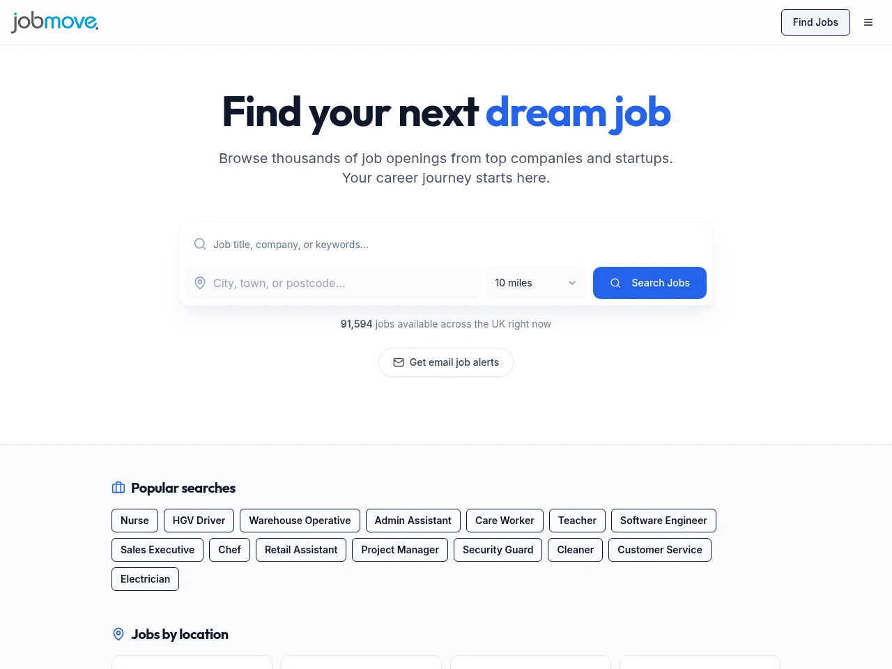 jobmove job board platform screenshot showing job search interface