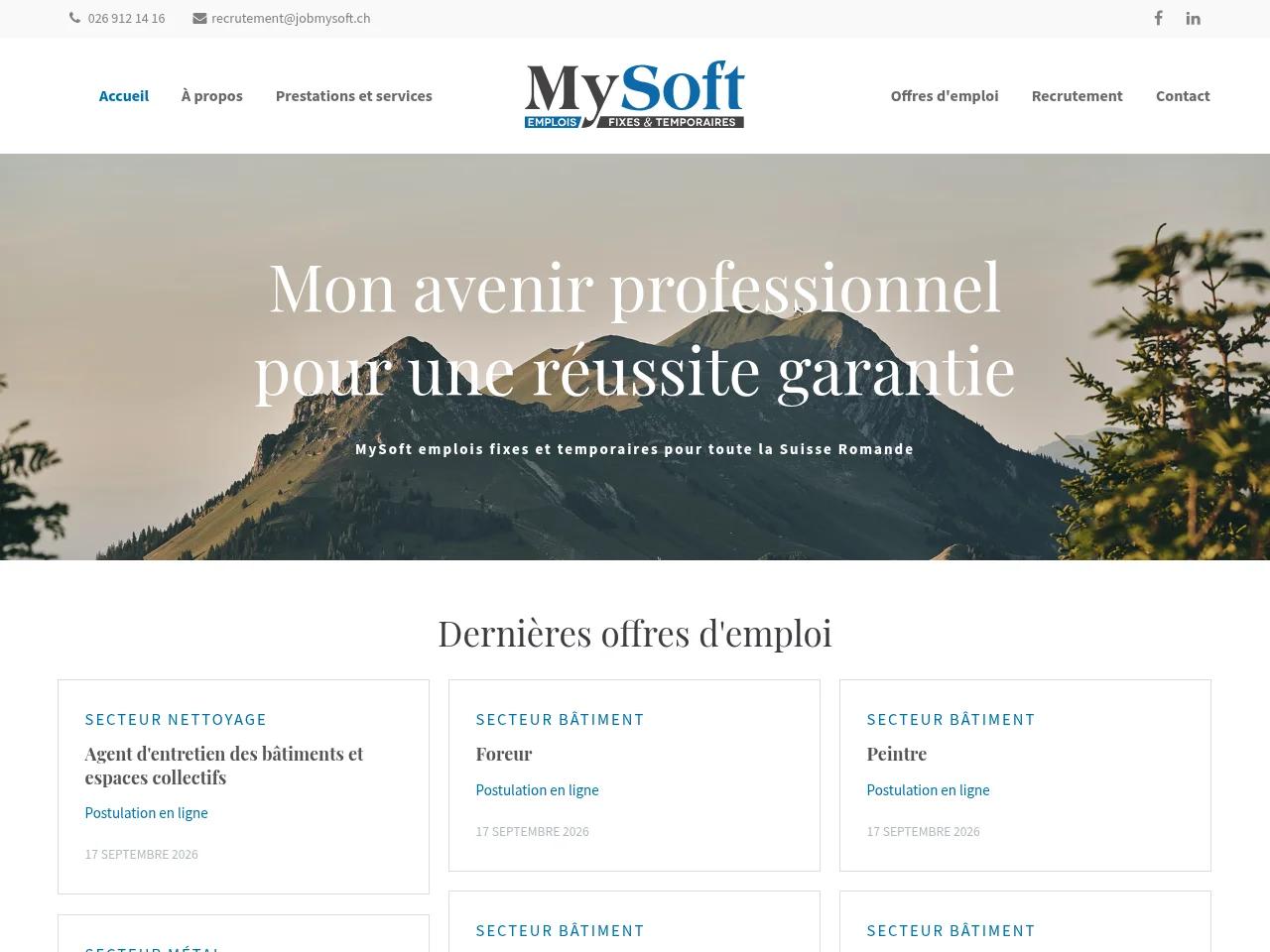 Mysoft Sàrl screenshot Mysoft Sàrl job board platform screenshot showing job search interface