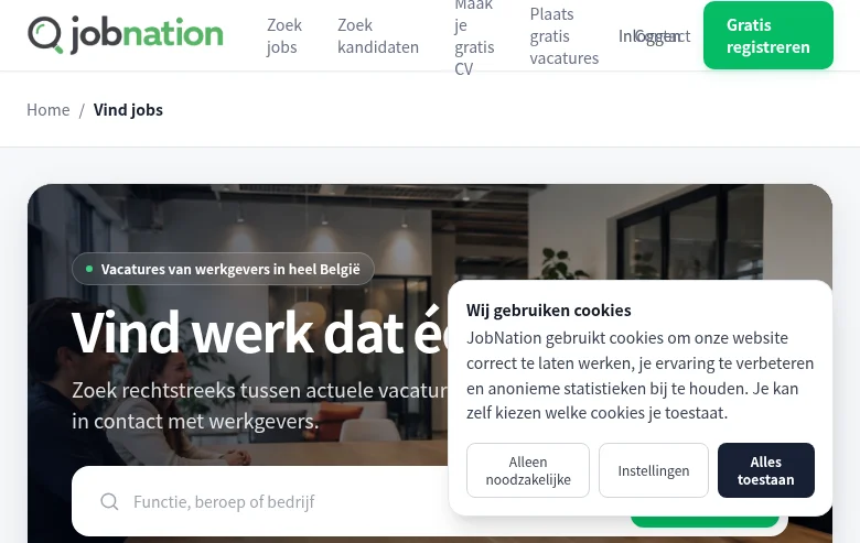 JobNation job board platform screenshot showing job search interface