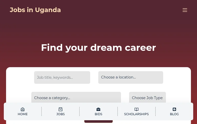 Jobs in Uganda screenshot Jobs in Uganda job board platform screenshot showing job search interface