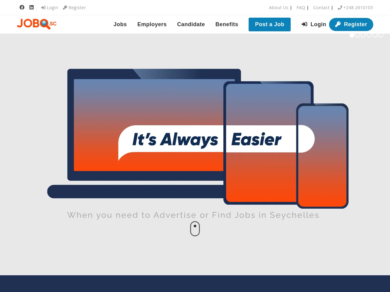 JOBO.sc job board platform screenshot showing job search interface