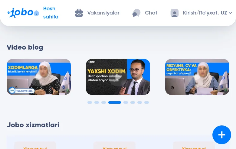 Jobo.uz screenshot Jobo.uz job board platform screenshot showing job search interface