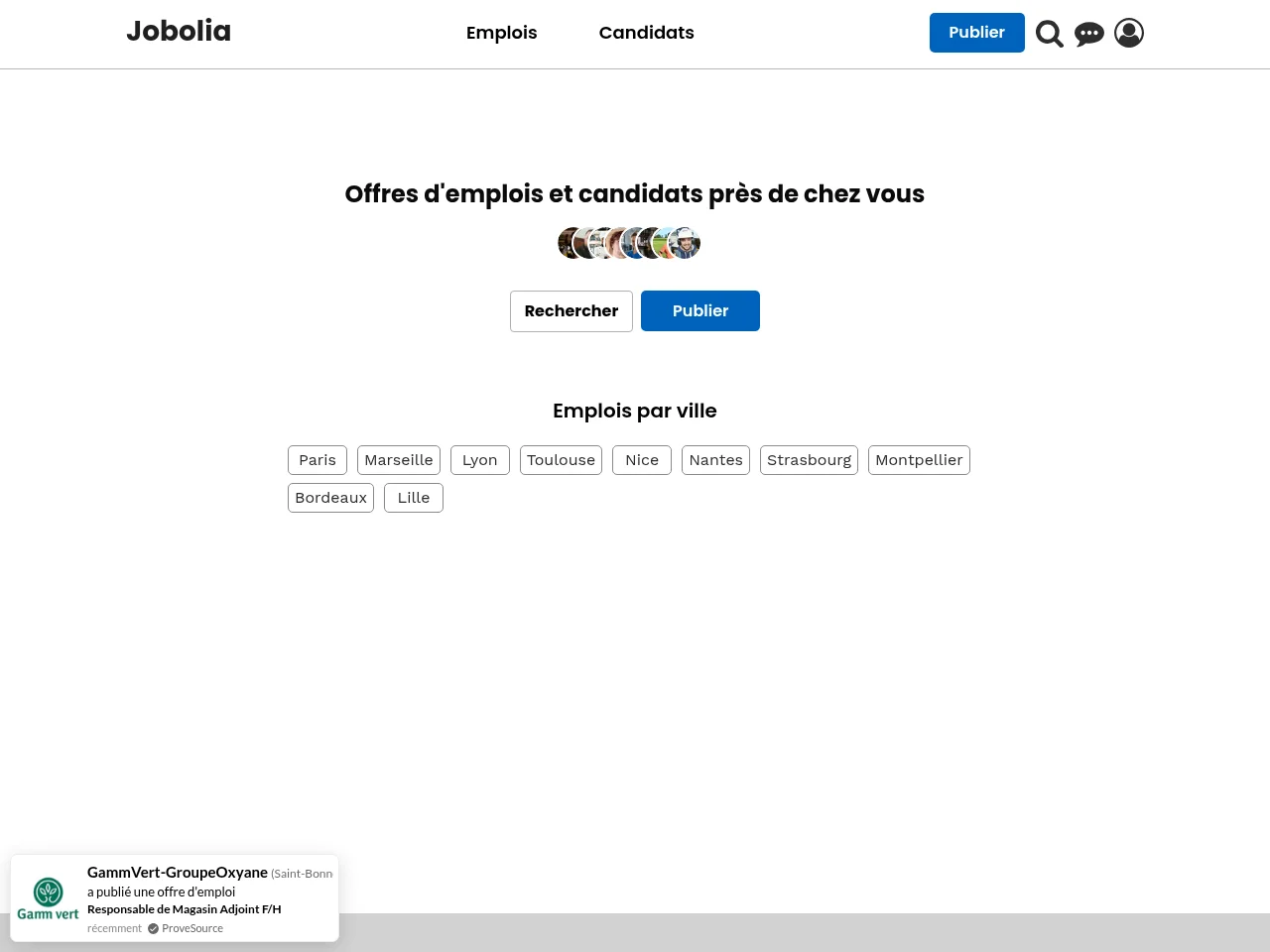 Jobolia job board platform screenshot showing job search interface