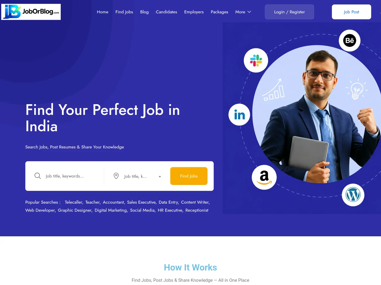 JobOrBlog.com screenshot JobOrBlog.com job board platform screenshot showing job search interface