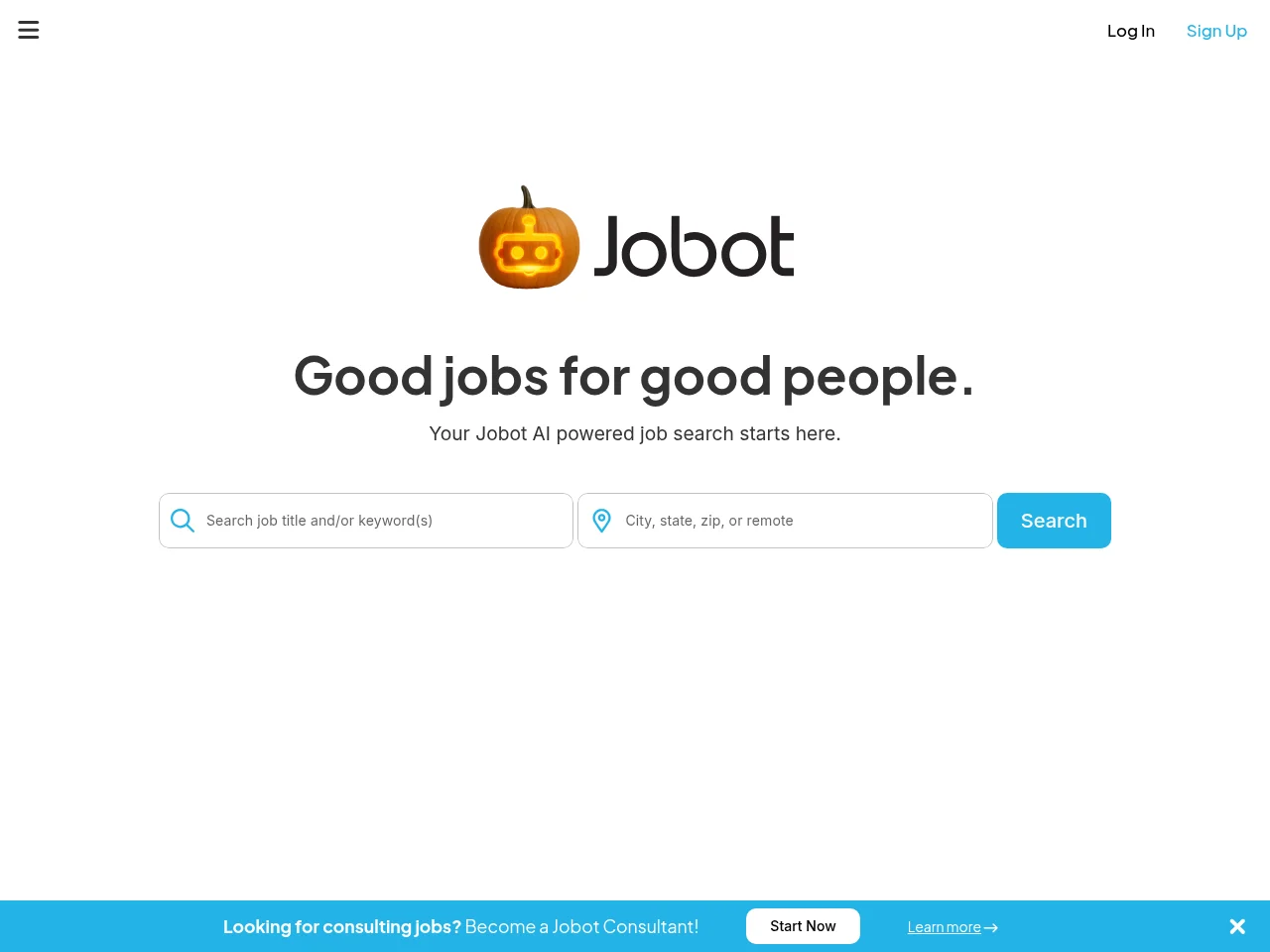 Jobot job board platform screenshot showing job search interface