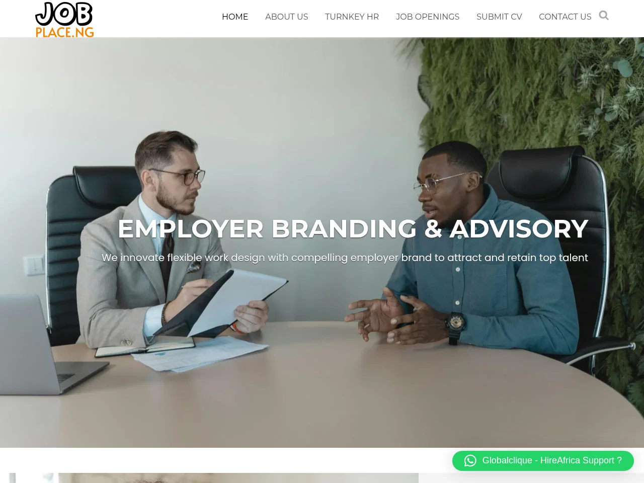 JobPlace.NG job board platform screenshot showing job search interface