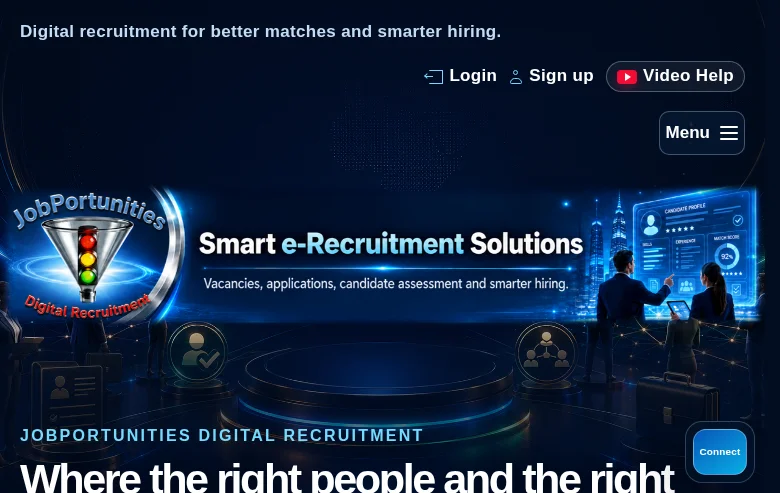 JobPortunities job board platform screenshot showing job search interface